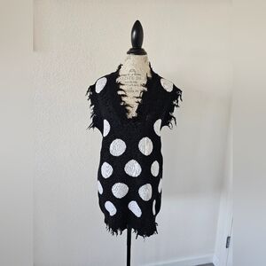 Angela Mele Milano Black and White Polka Dot Knit Vest Made In Italy